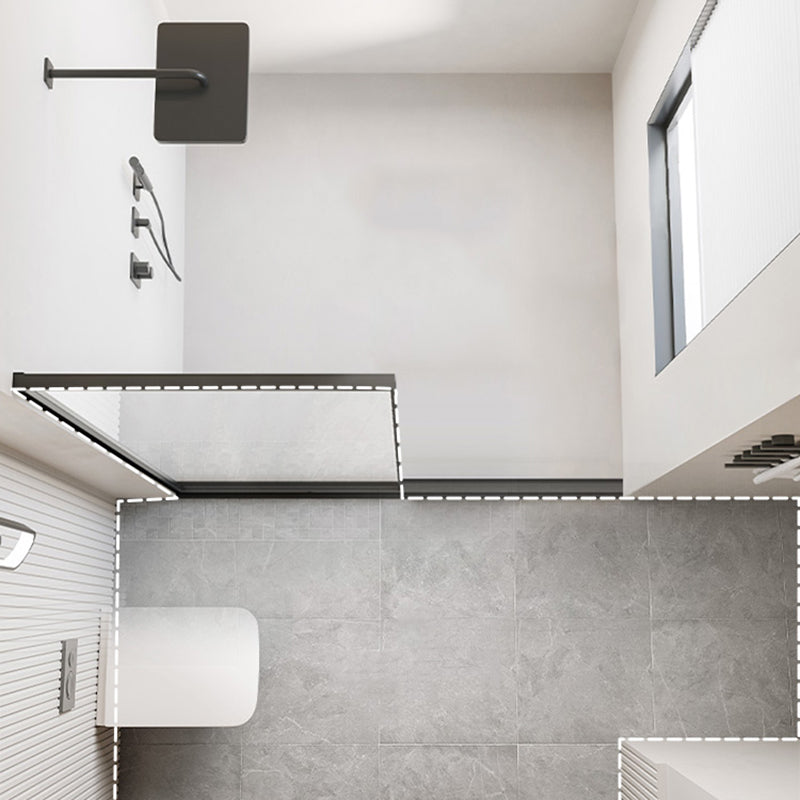 Black Fixed Shower Screen Full Frame Half Partition Bathroom Door