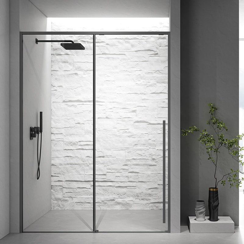 Gray Narrow Side Shower Door Single Sliding Door Tempered Glass Shower Door