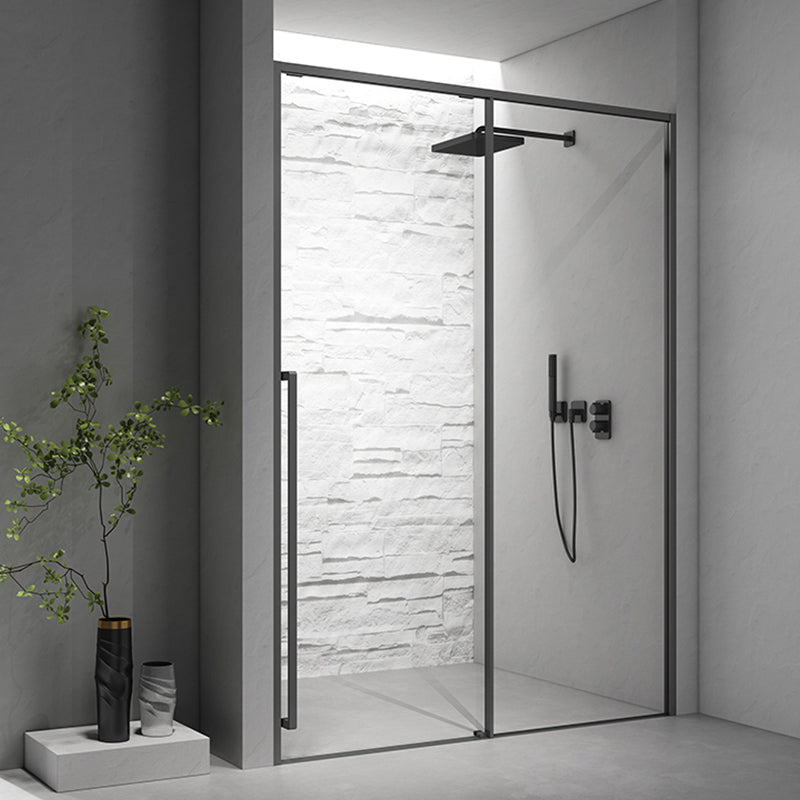 Gray Narrow Side Shower Door Single Sliding Door Tempered Glass Shower Door