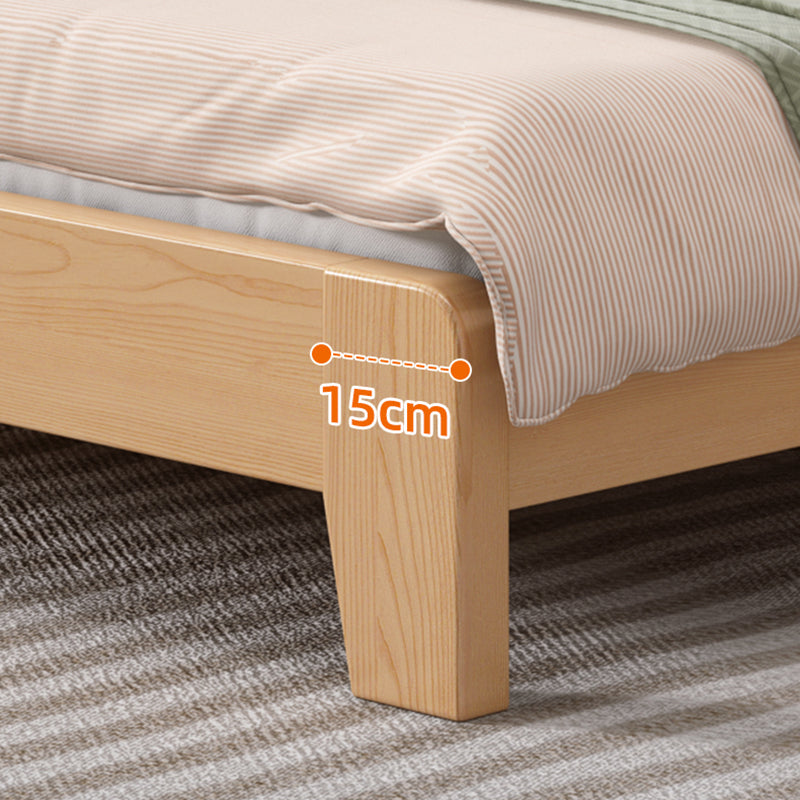 Contemporary Standard Bed Solid Wood Storage Panel Bed with Headboard