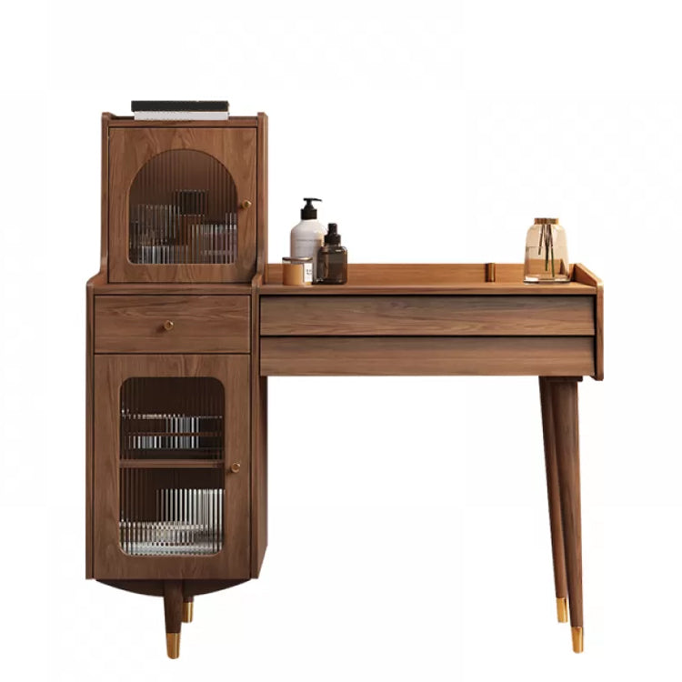 Scandinavian Solid Wood Table Makeup Vanity with Drawers for Bedroom