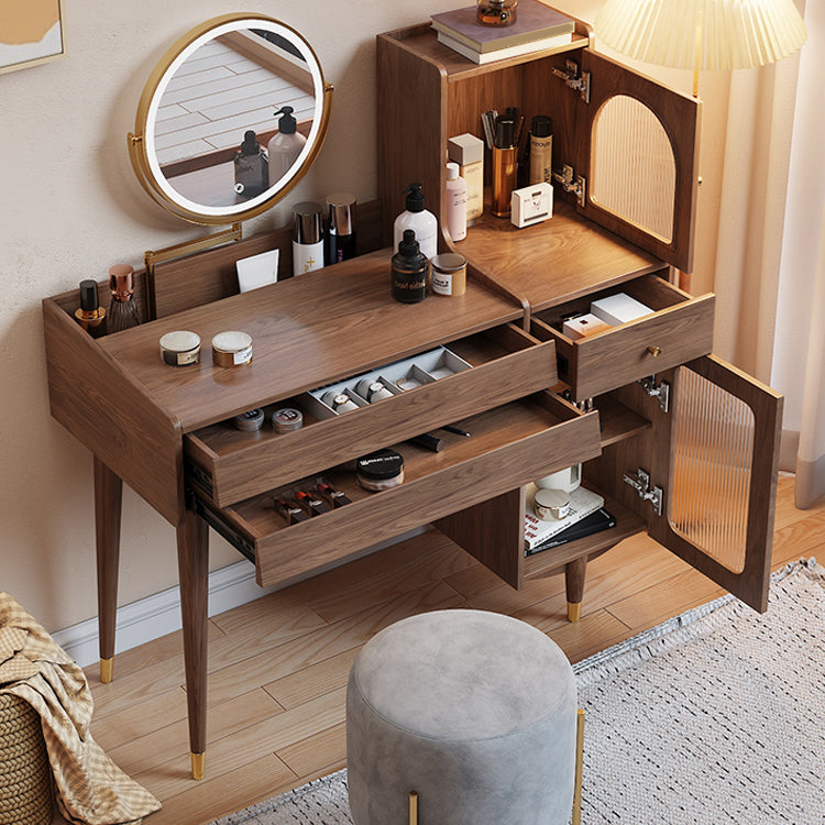 Scandinavian Solid Wood Table Makeup Vanity with Drawers for Bedroom