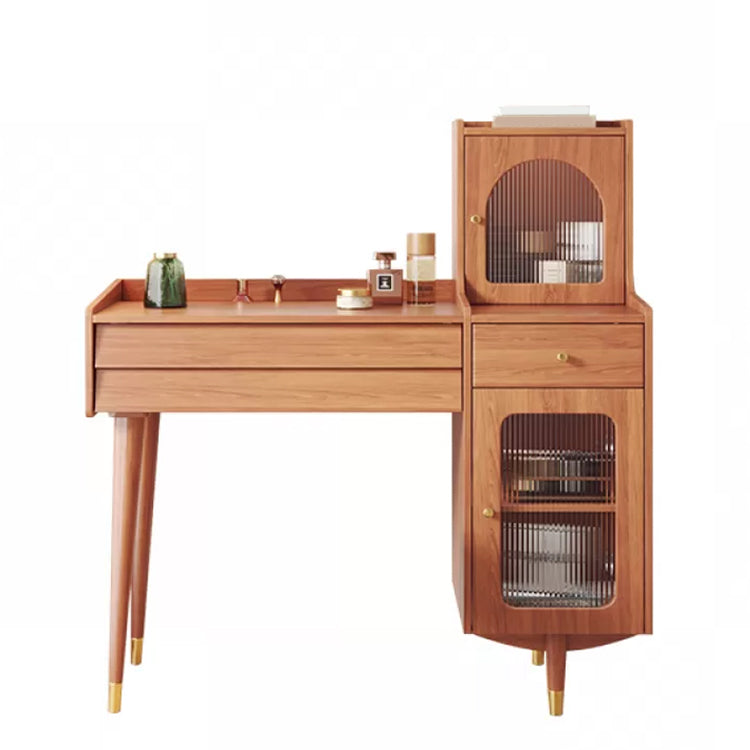 Scandinavian Solid Wood Table Makeup Vanity with Drawers for Bedroom