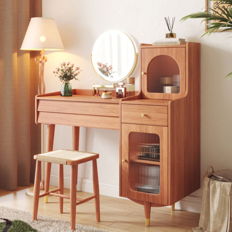 Scandinavian Solid Wood Table Makeup Vanity with Drawers for Bedroom