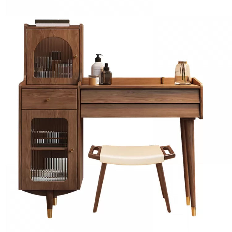 Scandinavian Solid Wood Table Makeup Vanity with Drawers for Bedroom