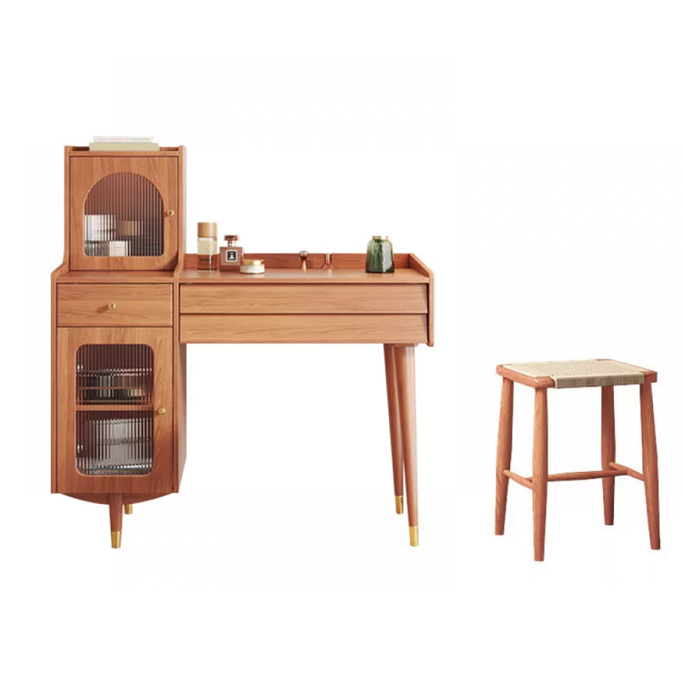 Scandinavian Solid Wood Table Makeup Vanity with Drawers for Bedroom