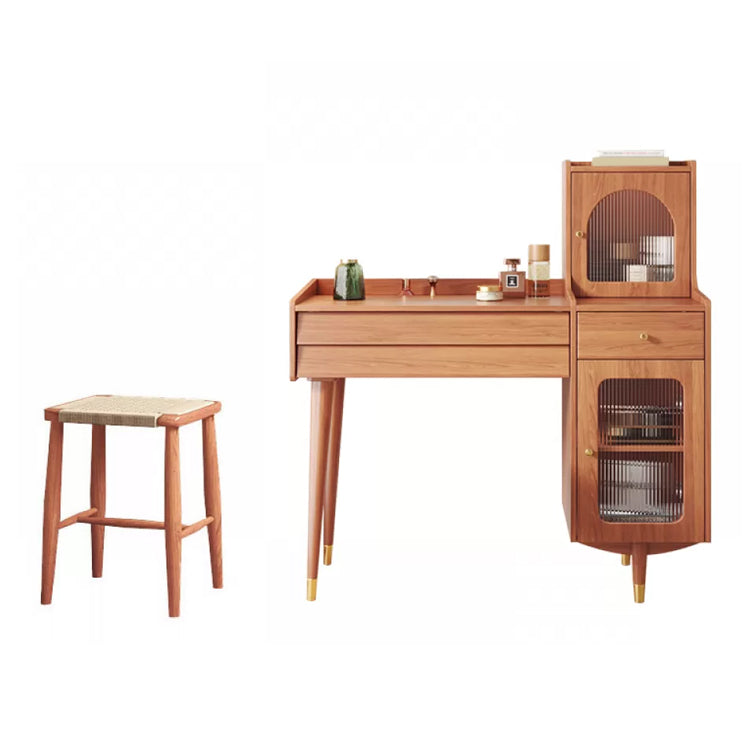 Scandinavian Solid Wood Table Makeup Vanity with Drawers for Bedroom