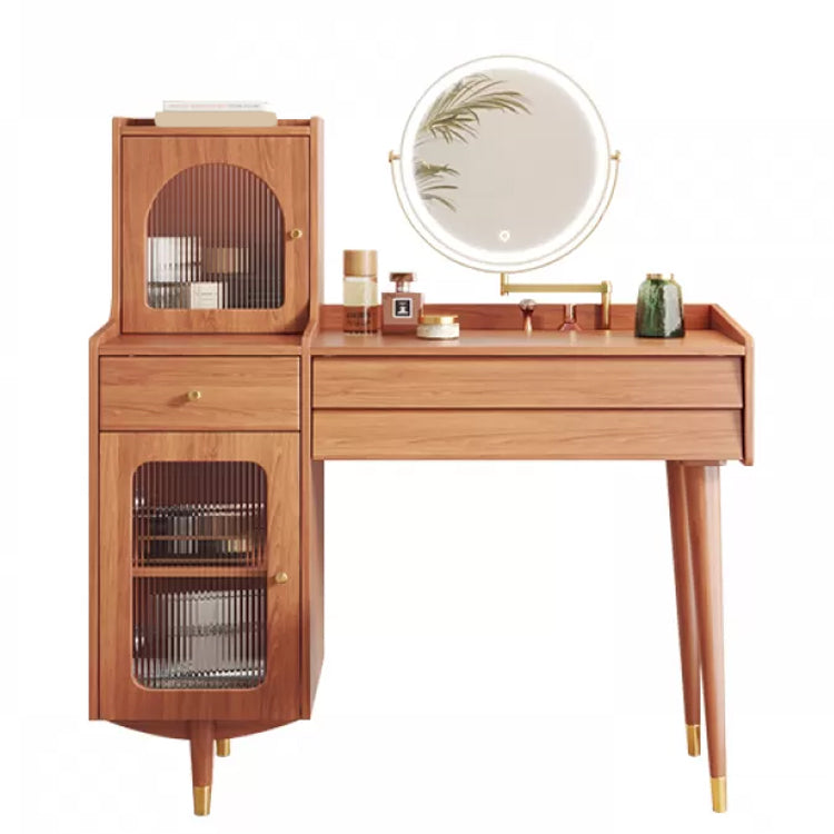 Scandinavian Solid Wood Table Makeup Vanity with Drawers for Bedroom