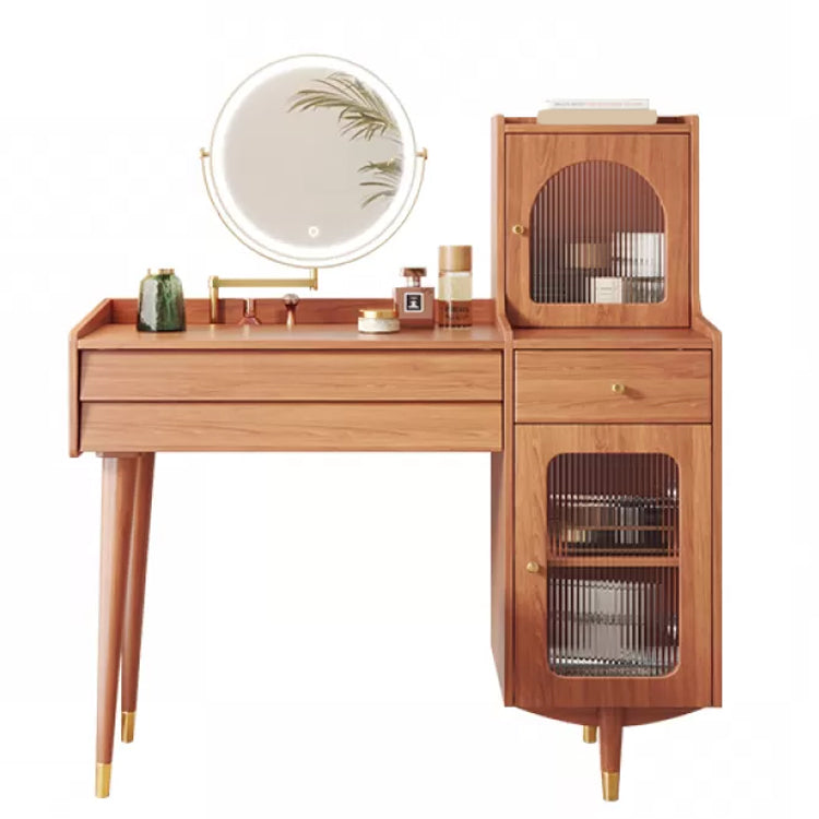 Scandinavian Solid Wood Table Makeup Vanity with Drawers for Bedroom