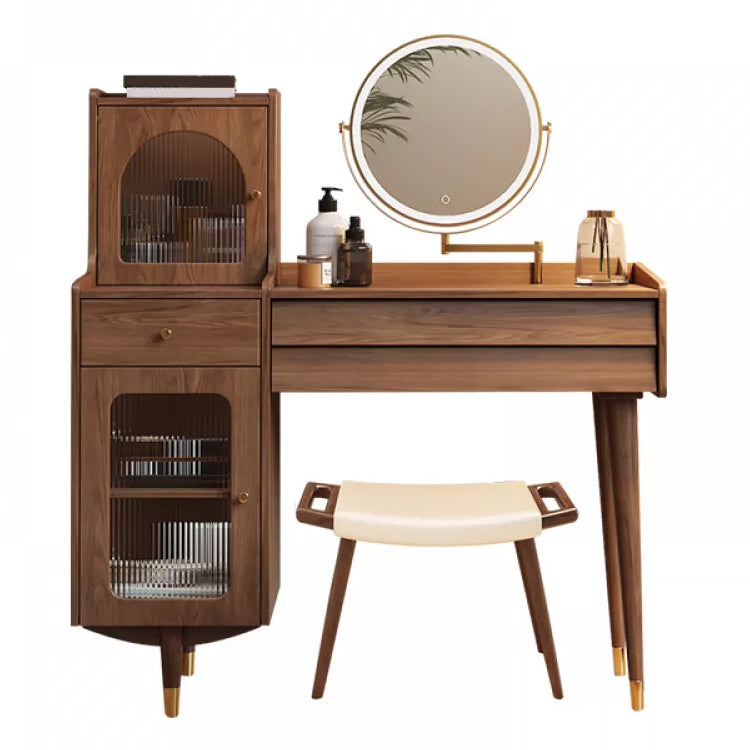 Scandinavian Solid Wood Table Makeup Vanity with Drawers for Bedroom