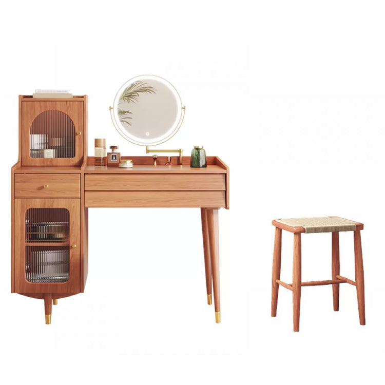 Scandinavian Solid Wood Table Makeup Vanity with Drawers for Bedroom