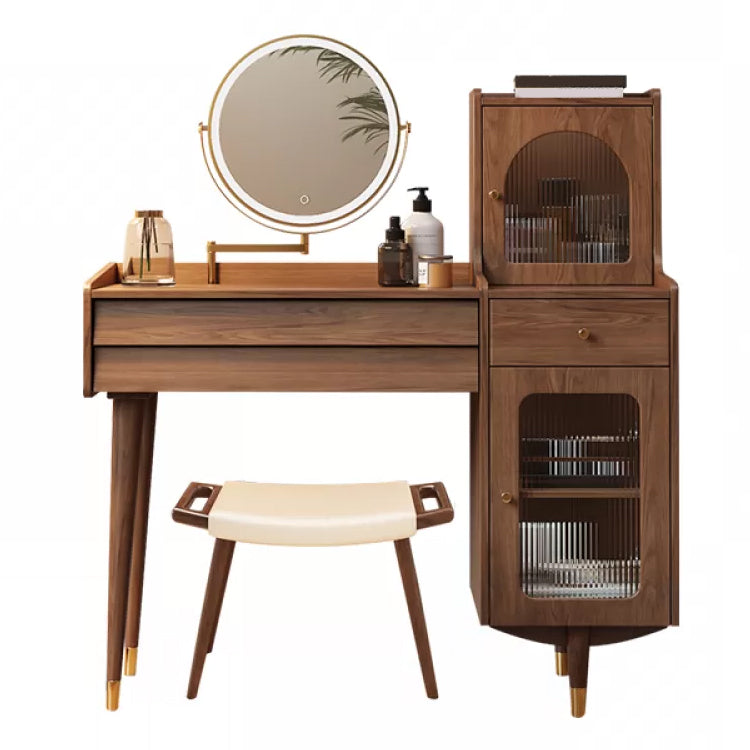Scandinavian Solid Wood Table Makeup Vanity with Drawers for Bedroom