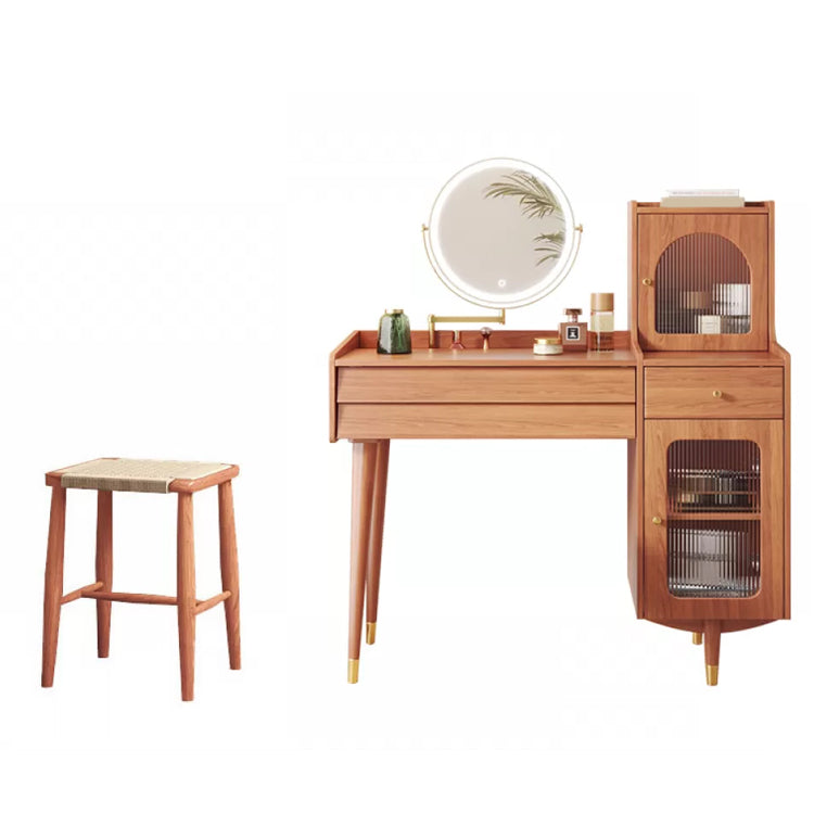 Scandinavian Solid Wood Table Makeup Vanity with Drawers for Bedroom