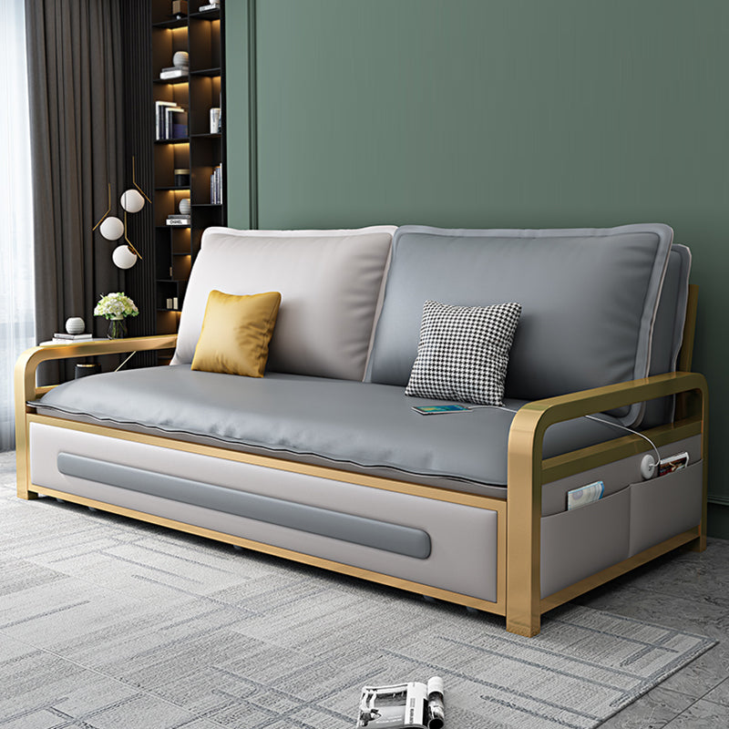 Square Arms Sleeper Sofa Pillow Back Glam Convertible Sofas