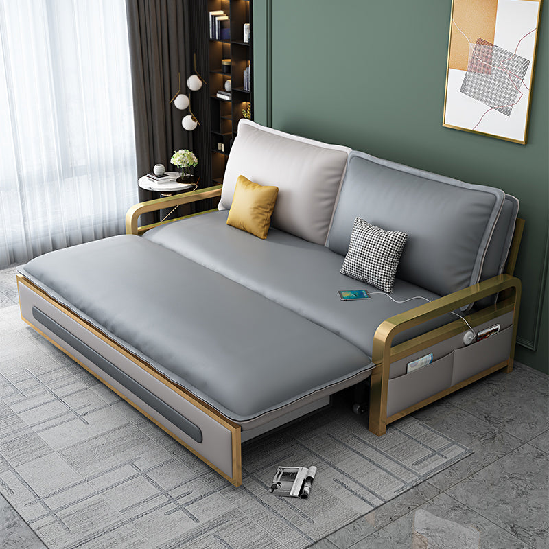 Square Arms Sleeper Sofa Pillow Back Glam Convertible Sofas