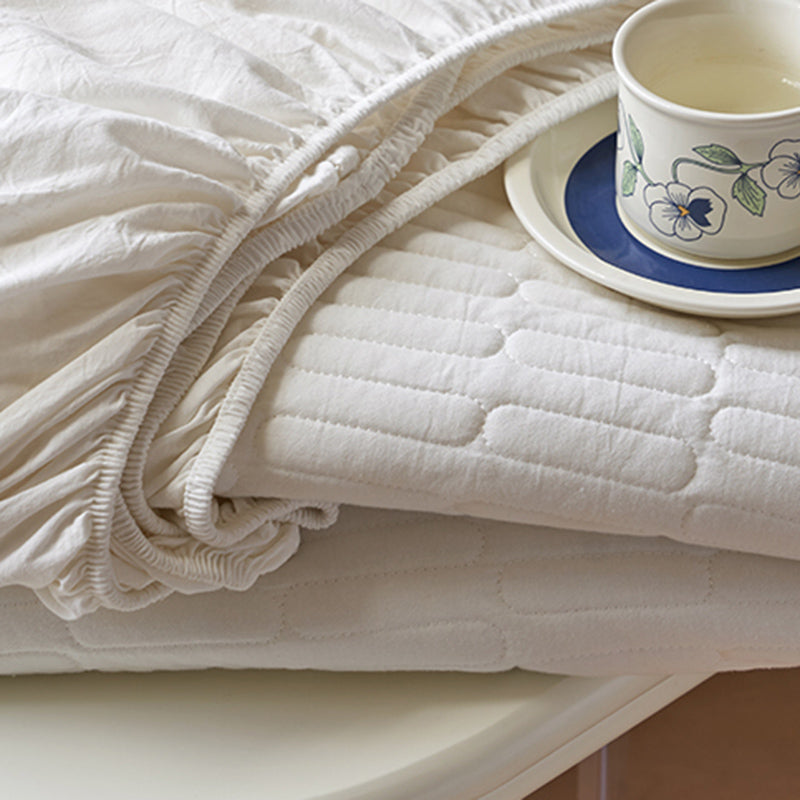 Soft Fitted Sheet Breathable Flannel Pure Color Fade Resistant Fitted Sheet Set