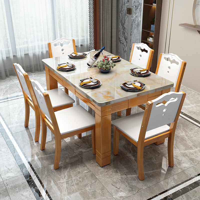 Contemporary Rectangle Dining Site Table Marble Dining Room Collection with 4-foot