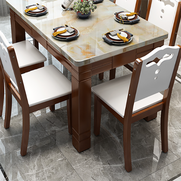 Contemporary Rectangle Dining Site Table Marble Dining Room Collection with 4-foot