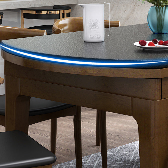 4 Legs Dining Table Modern Style Round Stone Dinette Table with Drop-Leaf
