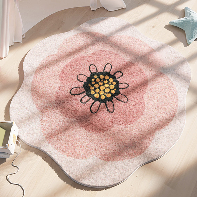 Novelty Contemporary Carpet Lambswool Adults Indoor Rug Floral Print Rug Non-Slip Backing