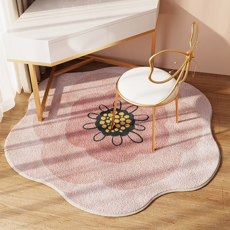 Novelty Contemporary Carpet Lambswool Adults Indoor Rug Floral Print Rug Non-Slip Backing