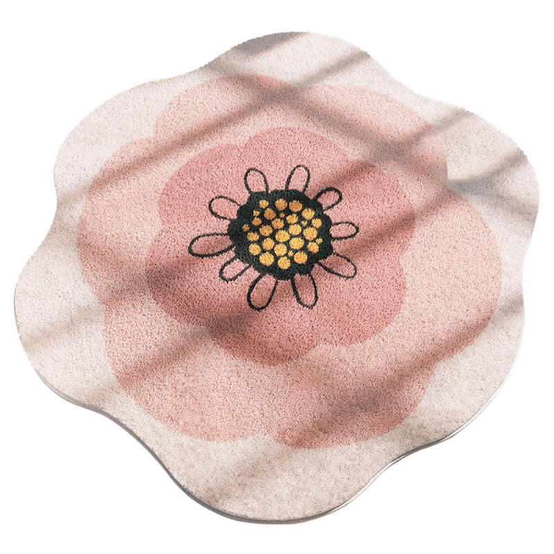Novelty Contemporary Carpet Lambswool Adults Indoor Rug Floral Print Rug Non-Slip Backing