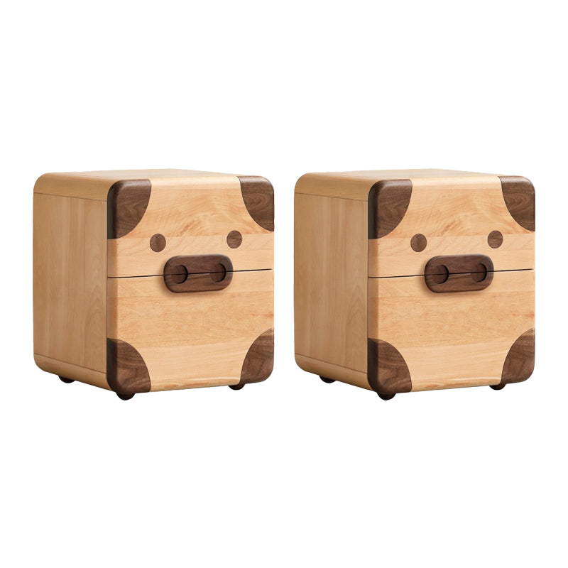 Pig and Panda Kids Bedside Table Wooden Kids Bedside Table with Cabinet
