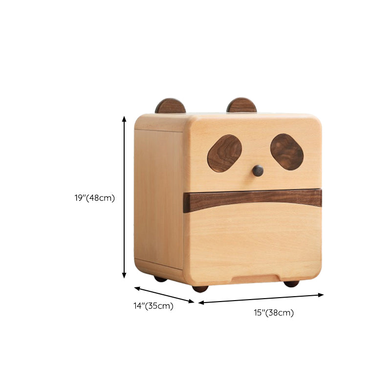 Pig and Panda Kids Bedside Table Wooden Kids Bedside Table with Cabinet