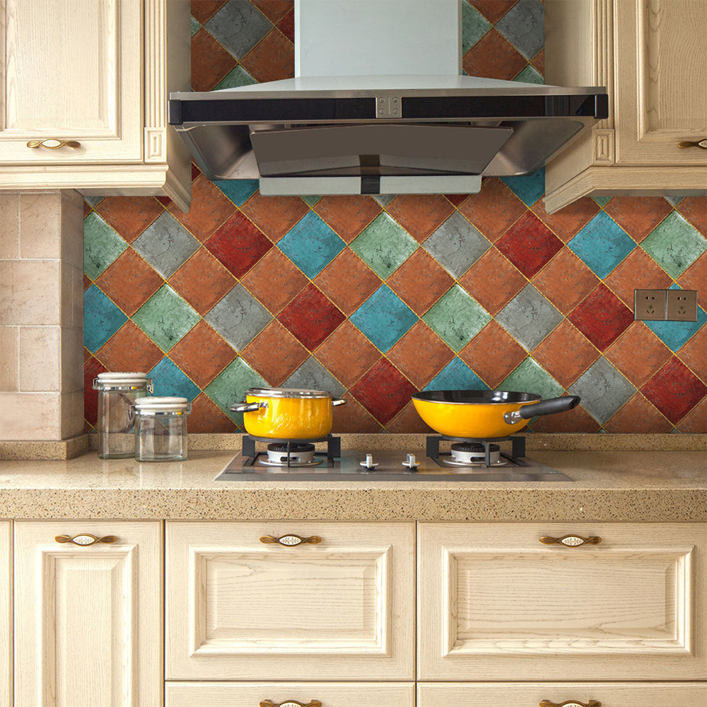 Traditional Peel and Stick Backsplash PVC Mosaic Tile Wallpaper for Kitchen Backsplash