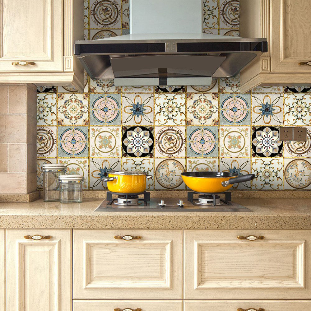 Traditional Peel and Stick Backsplash PVC Mosaic Tile Wallpaper for Kitchen Backsplash