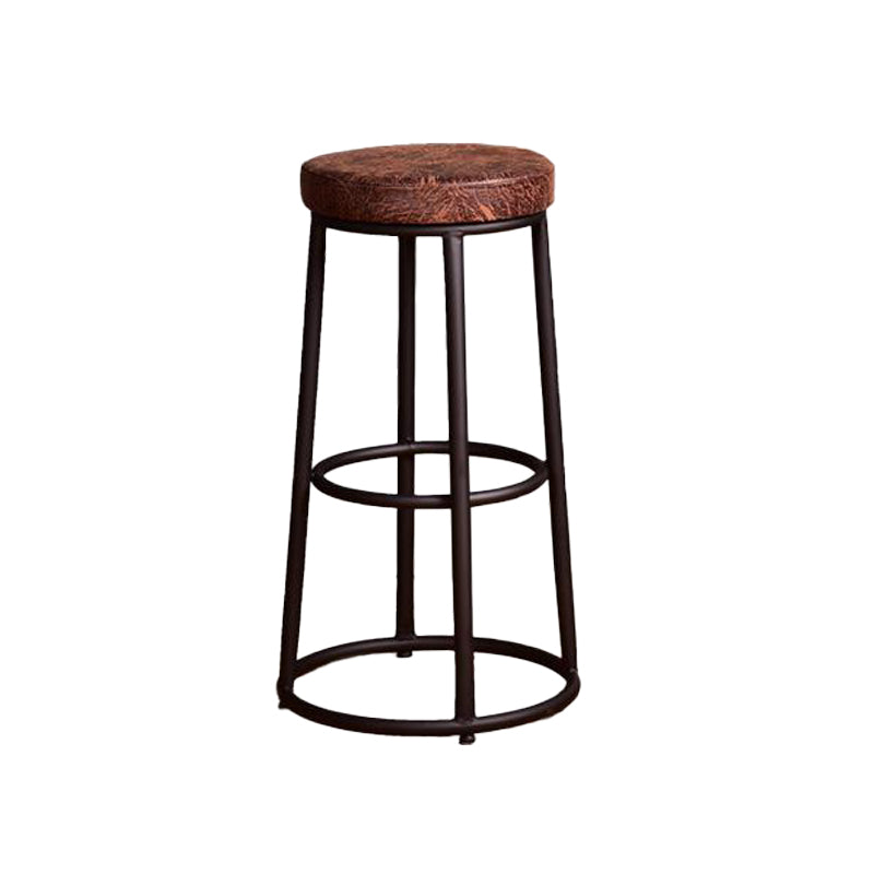 Backless Dining Stool Round Armless Bar Stool with Metal Base