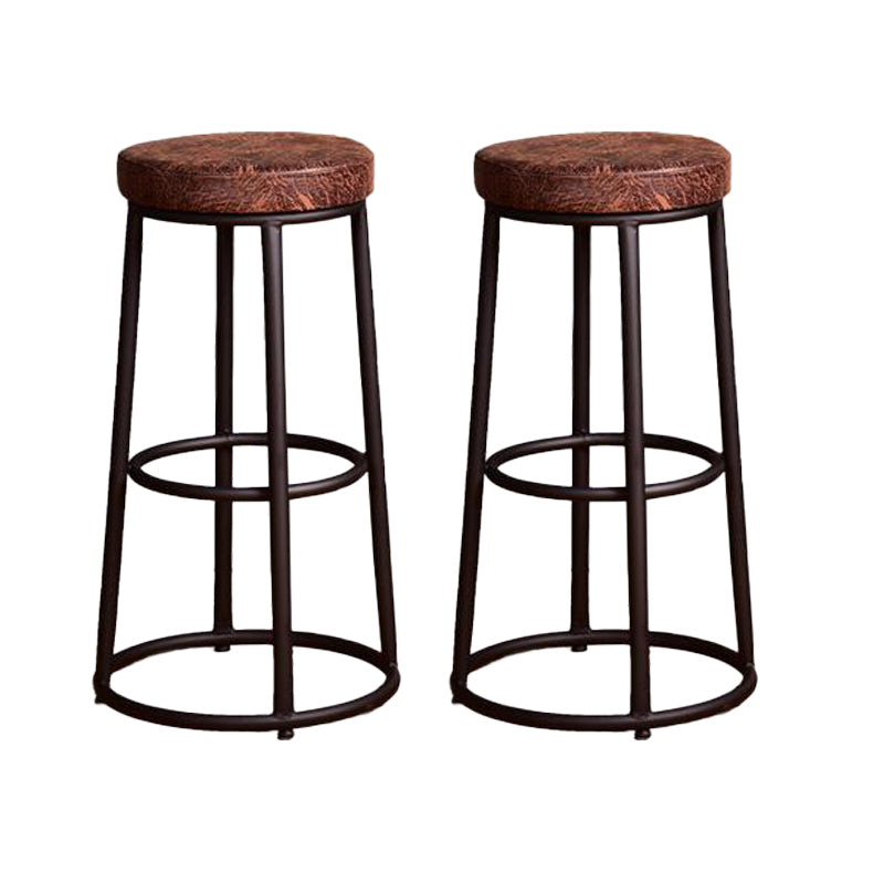 Backless Dining Stool Round Armless Bar Stool with Metal Base