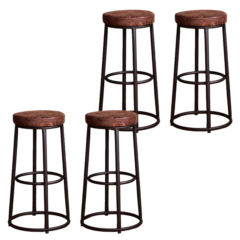 Backless Dining Stool Round Armless Bar Stool with Metal Base