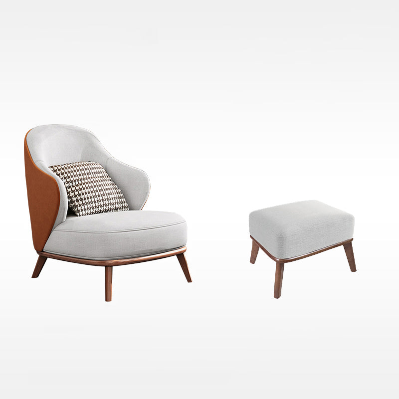 Contemporary Wingback Chair with 4 Solid Wood Legs and Tight Back