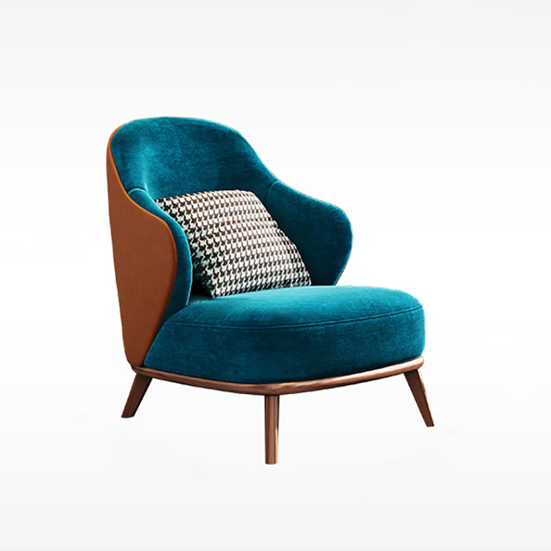 Contemporary Wingback Chair with 4 Solid Wood Legs and Tight Back