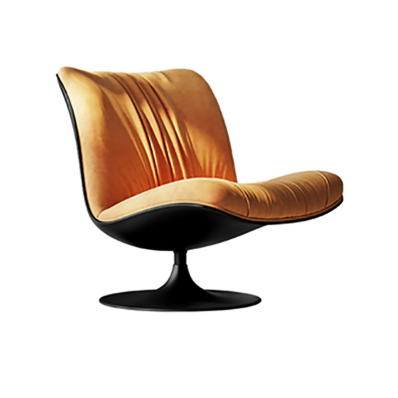 Swivel Parsons Chair with Round Metal Base and Fixed Back for Living Room