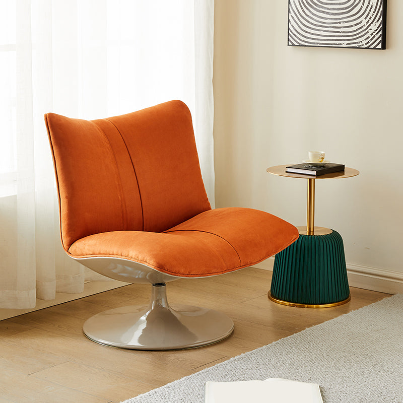 Swivel Parsons Chair with Round Metal Base and Fixed Back for Living Room