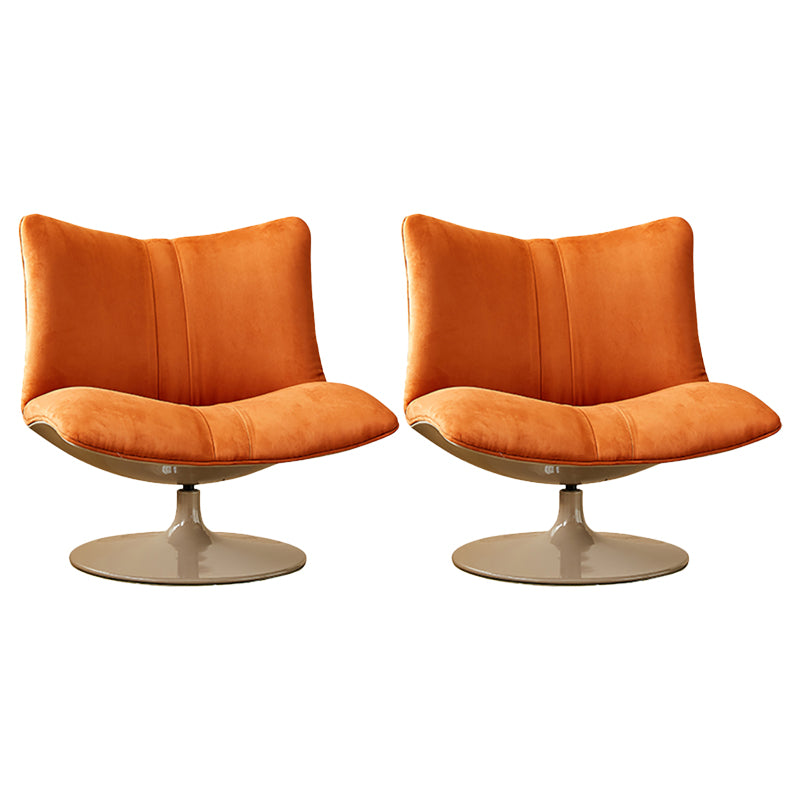 Swivel Parsons Chair with Round Metal Base and Fixed Back for Living Room