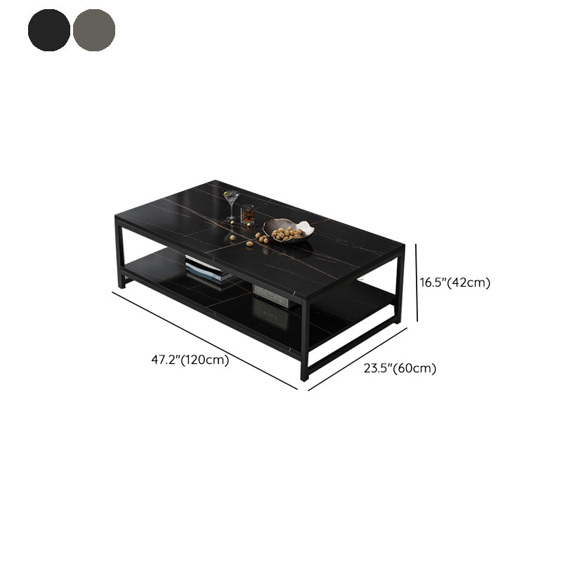 Rectangle Cocktail Table Frame Single Coffee Table with Shelf