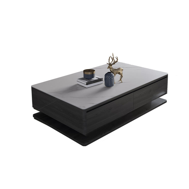 Modern Rectangle Cocktail Table Slate Coffee Table with 4 Drawers