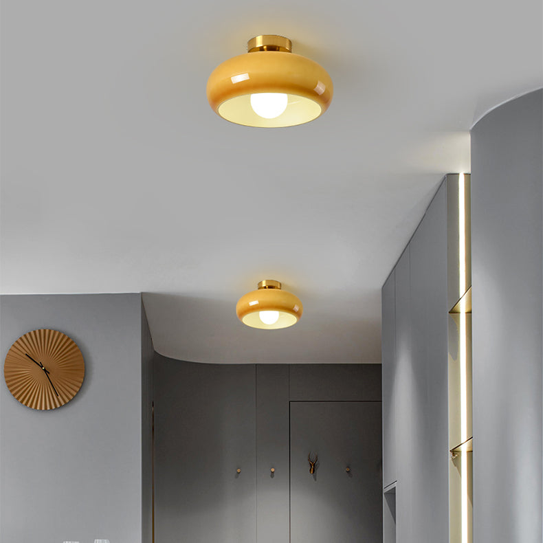 Contemporary Glass Shaded Ceiling Light Golden Flush Mount Lighting for Foyer