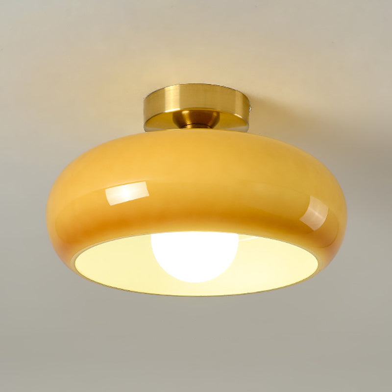 Contemporary Glass Shaded Ceiling Light Golden Flush Mount Lighting for Foyer
