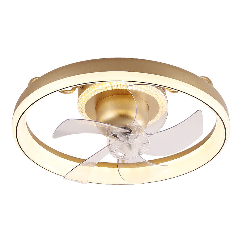 Round Shape Metal Ceiling Fans Kid Style 2 Lights Flush Ceiling Fan