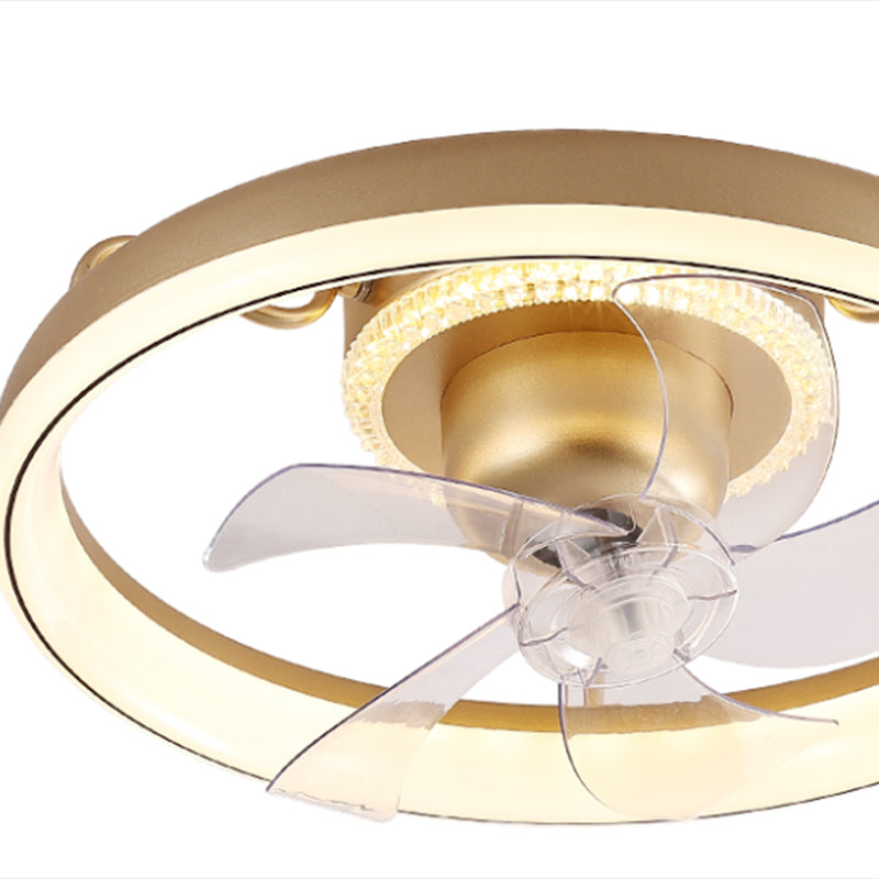 Round Shape Metal Ceiling Fans Kid Style 2 Lights Flush Ceiling Fan