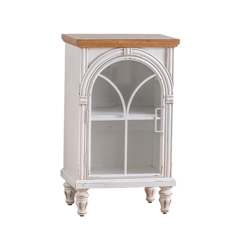 Traditional Glass Doors Display Stand Pine Wood Storage Cabinet for Dining Room