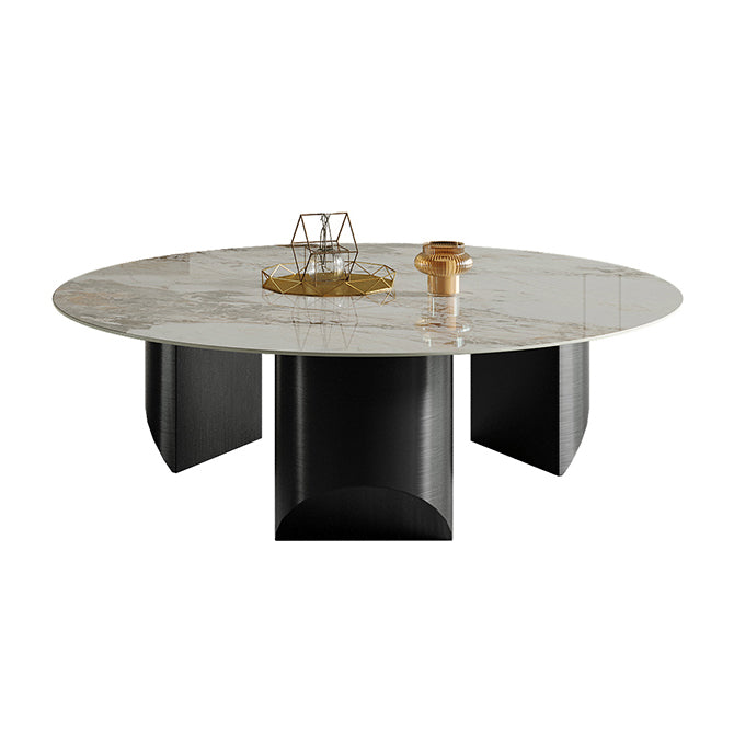 16.53" Tall Slate Top Coffee Table Stainless Steel Base Cocktail Table