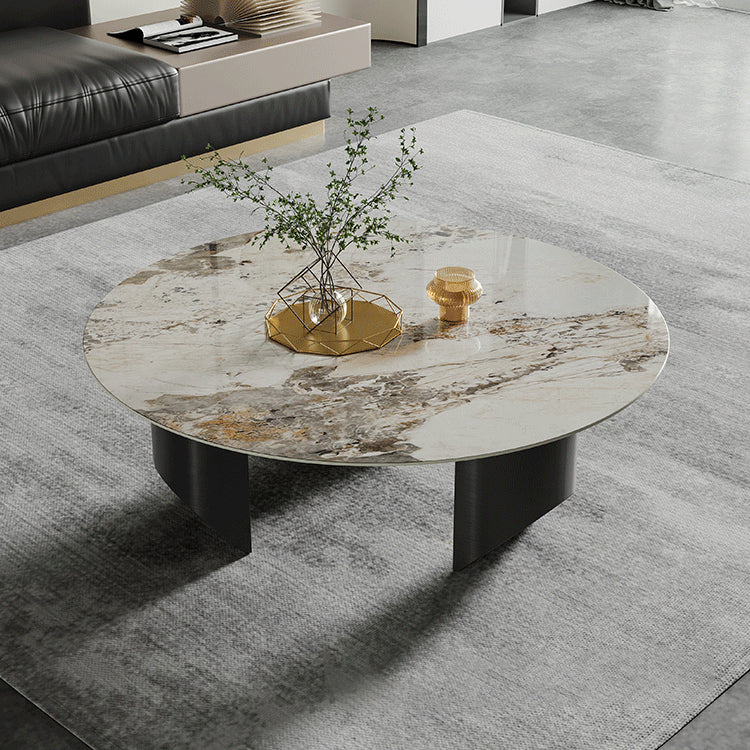 16.53" Tall Slate Top Coffee Table Stainless Steel Base Cocktail Table