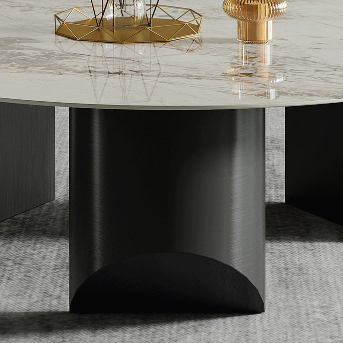 16.53" Tall Slate Top Coffee Table Stainless Steel Base Cocktail Table