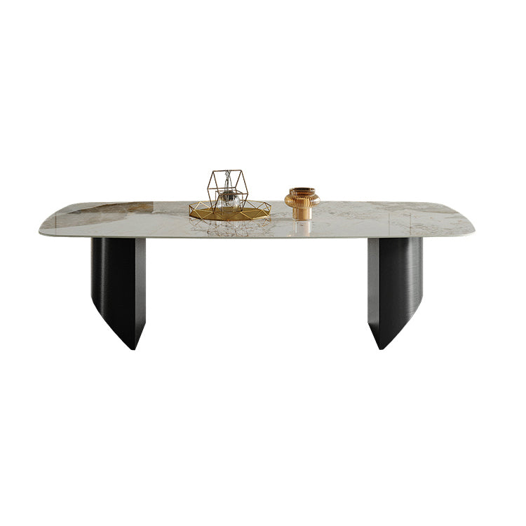 16.53" Tall Slate Top Coffee Table Stainless Steel Base Cocktail Table