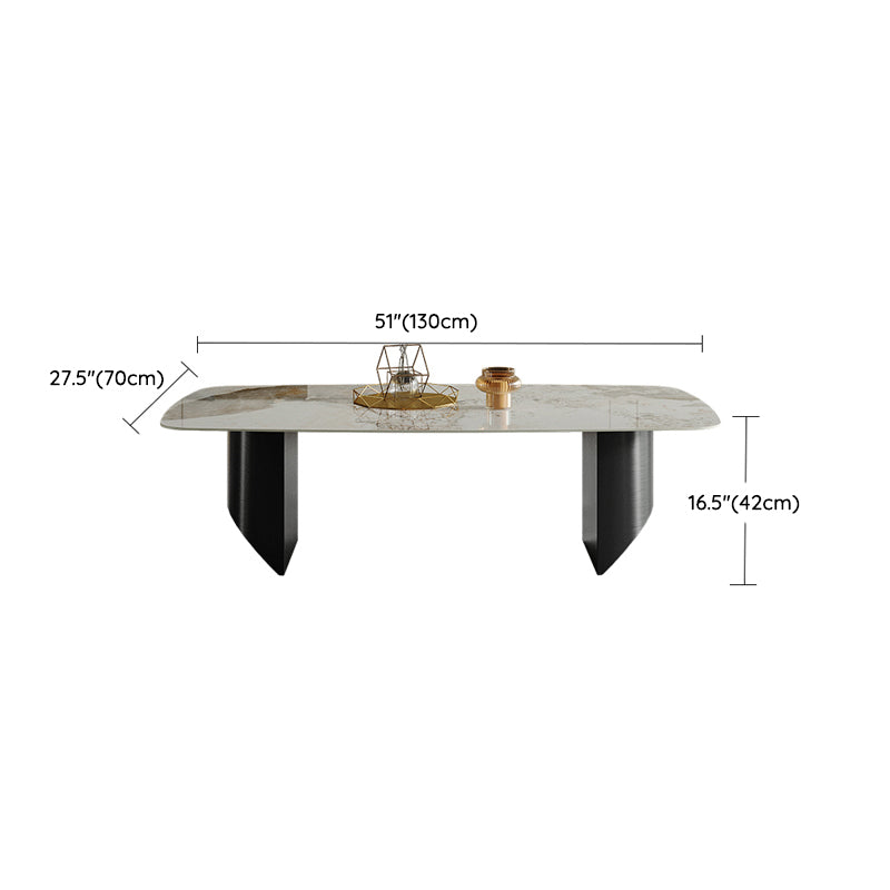 16.53" Tall Slate Top Coffee Table Stainless Steel Base Cocktail Table